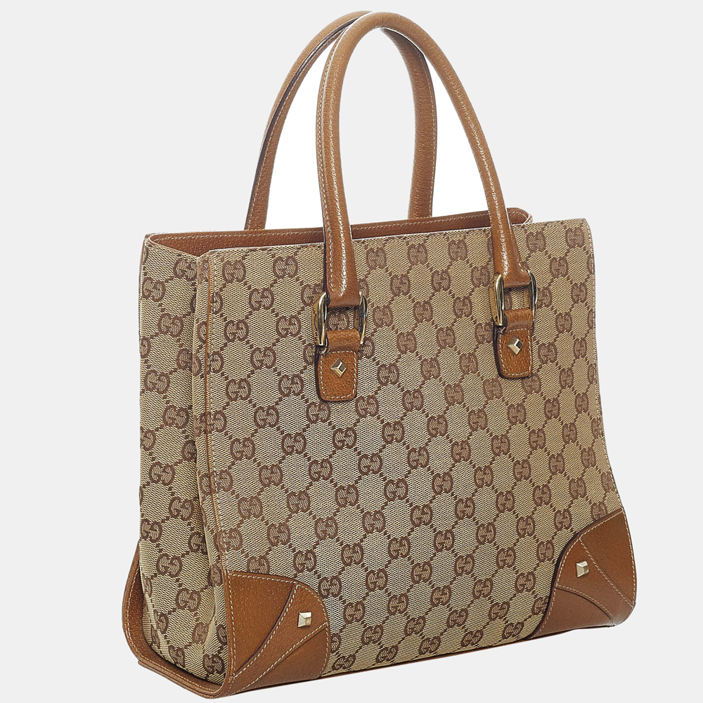

Gucci Beige/Brown GG Canvas Nailhead Handbag