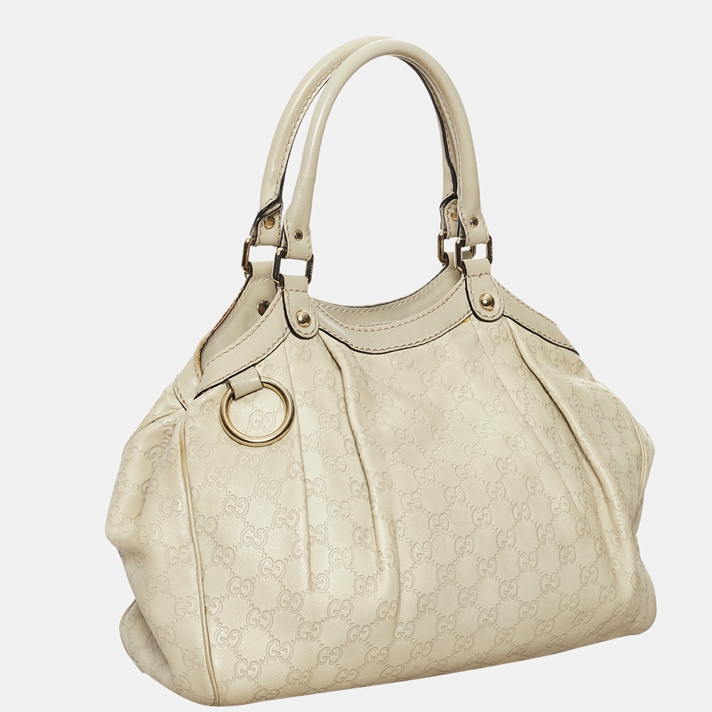 

Gucci White Guccissima Sukey Tote Bag