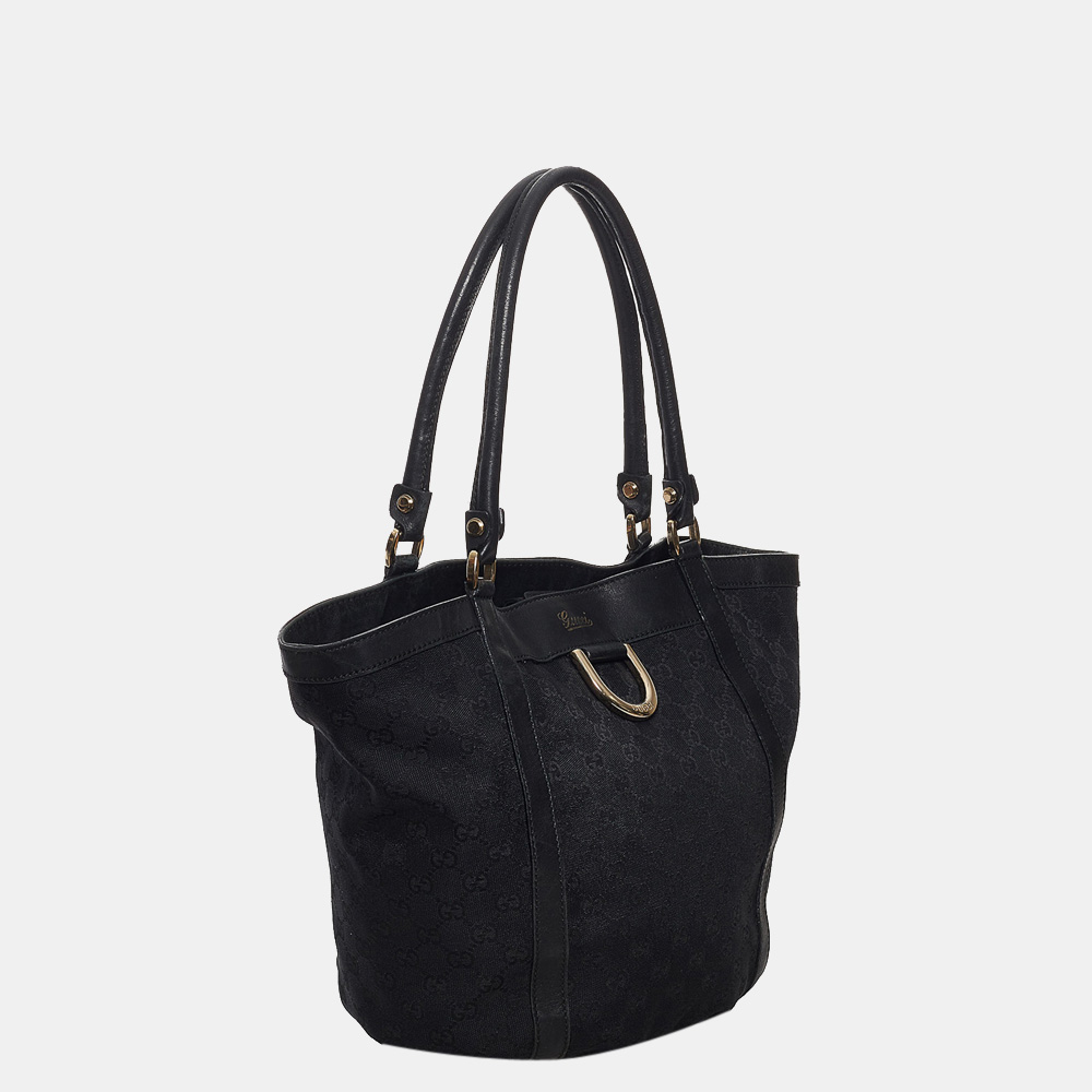 

Gucci Black GG Abbey D-Ring Canvas Tote Bag