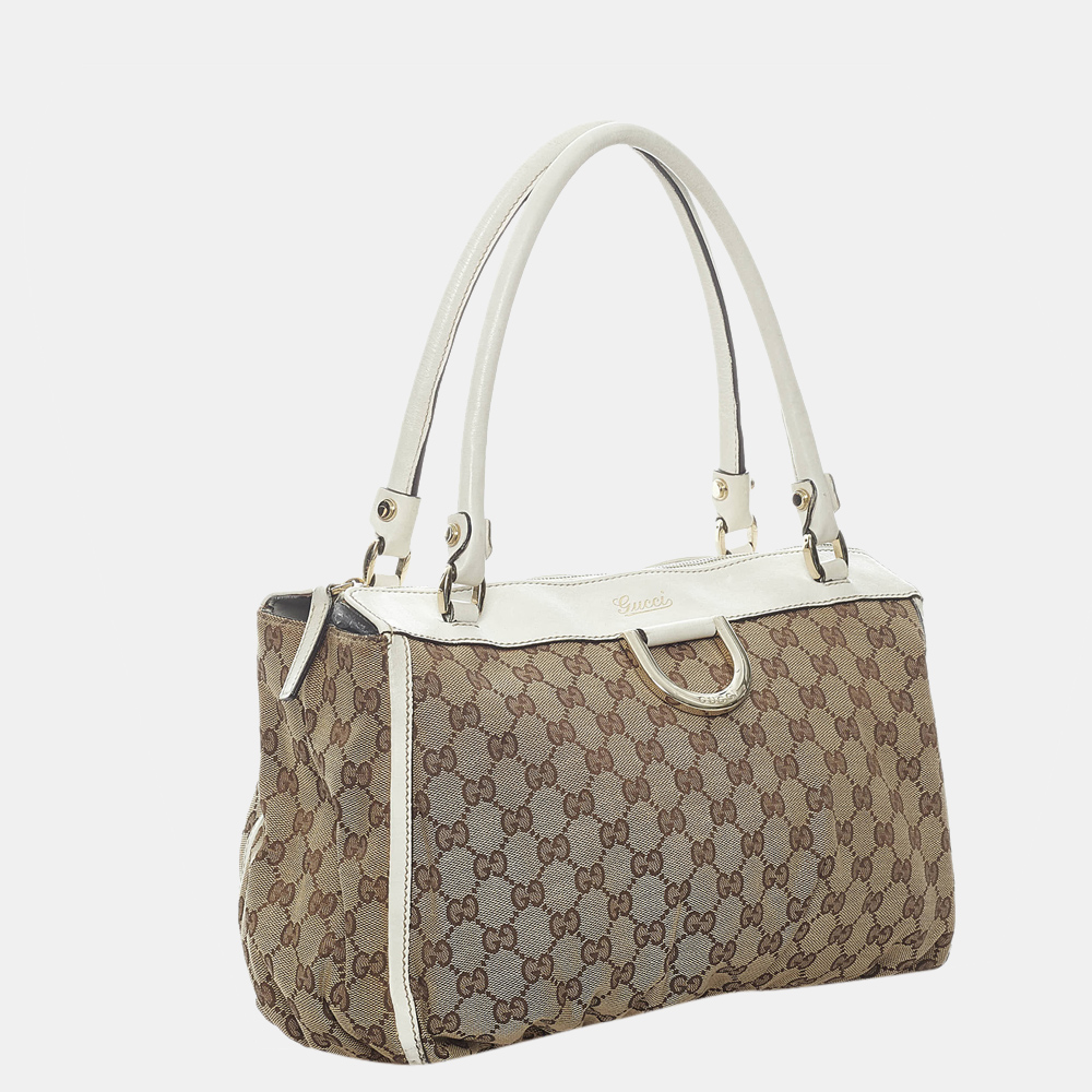 

Gucci Beige/Brown/White GG Abbey D-Ring Canvas Shoulder Bag