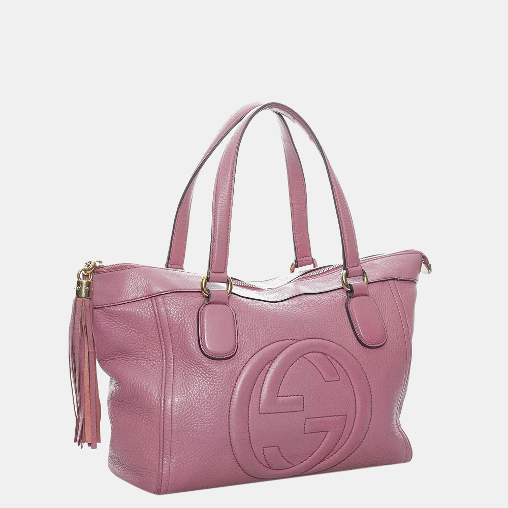 

Gucci Pink Soho Working Leather Tote Bag