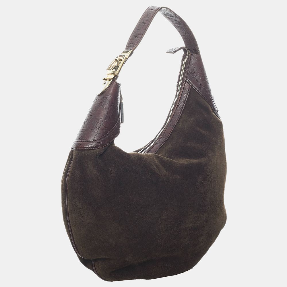 

Gucci Brown Horsebit Suede Hobo Bag