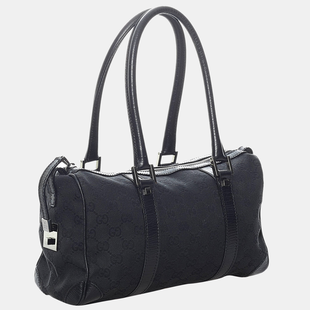 

Gucci Black GG Canvas Boston Bag