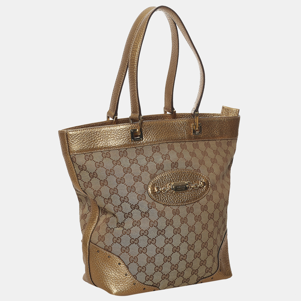 

Gucci Brown/Beige/Gold GG Canvas Punch Tote Bag