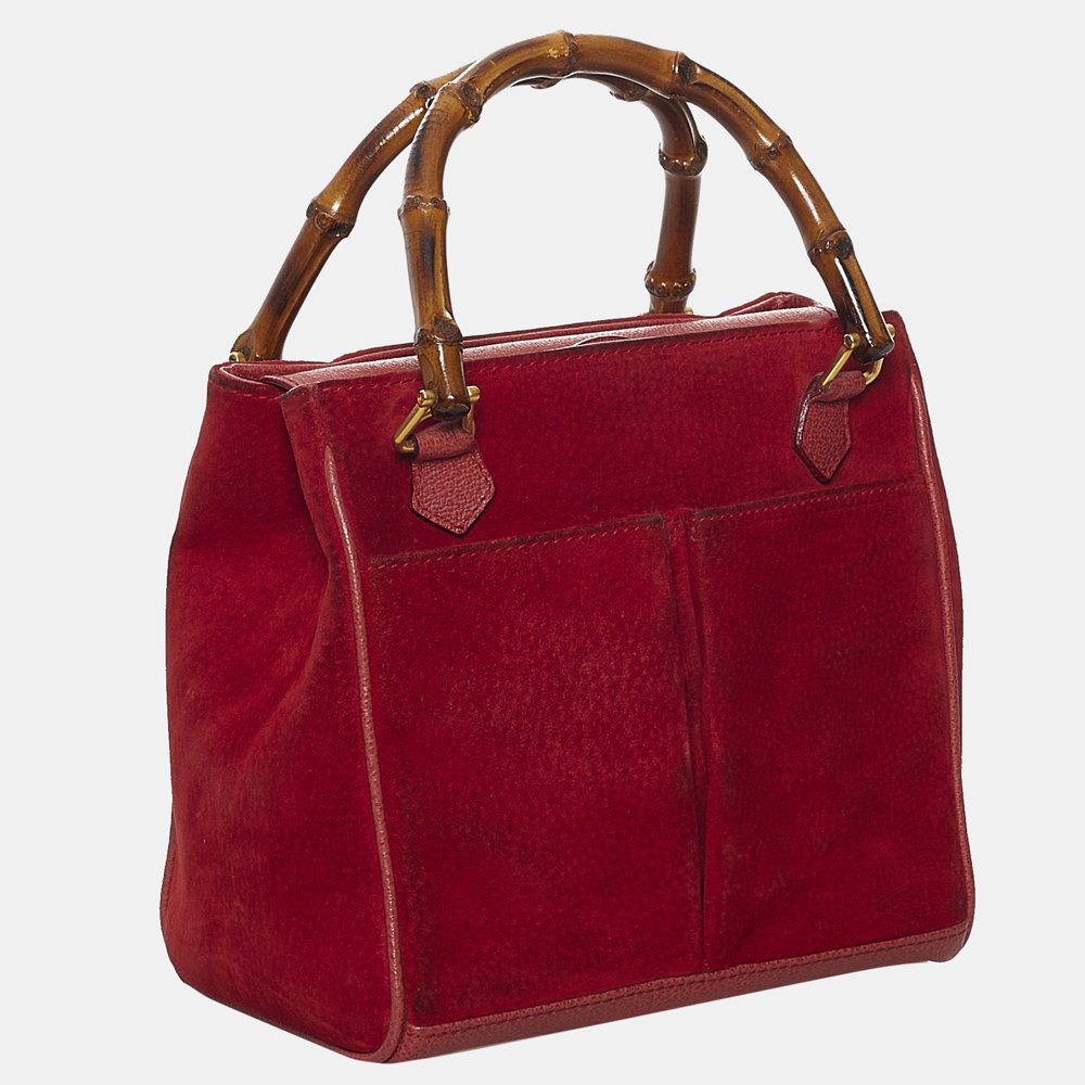 

Gucci Red Bamboo Suede Satchel