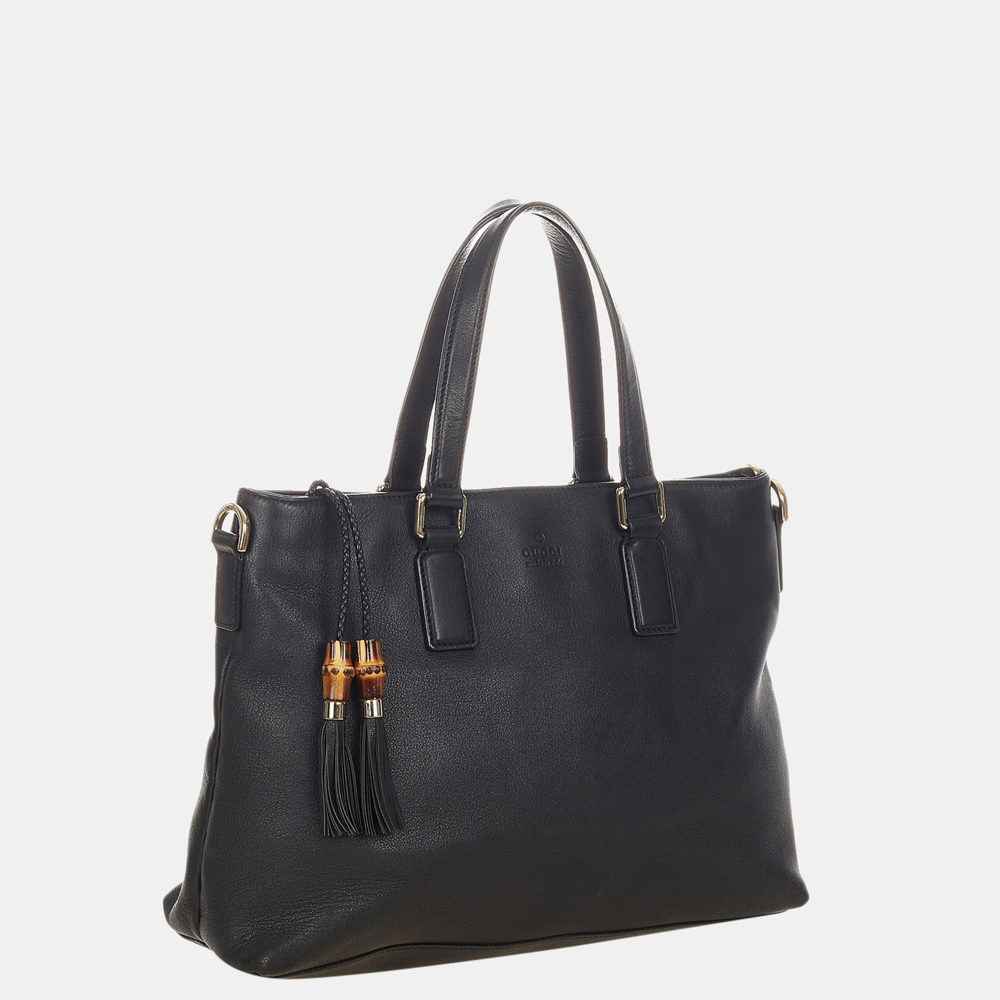 

Gucci Black Bamboo Leather Handbag
