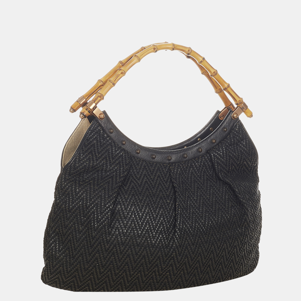 

Gucci Black Bamboo Canvas Handbag
