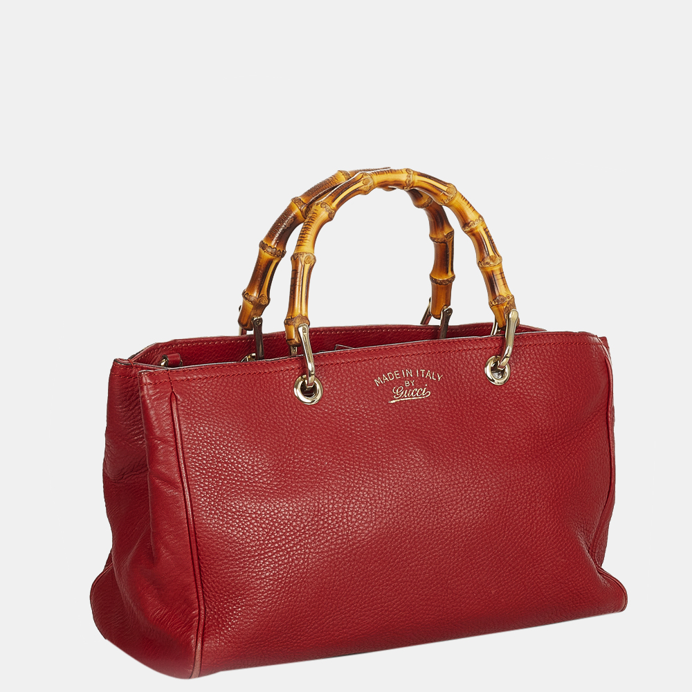 

Gucci Red Bamboo Shopper Leather Satchel