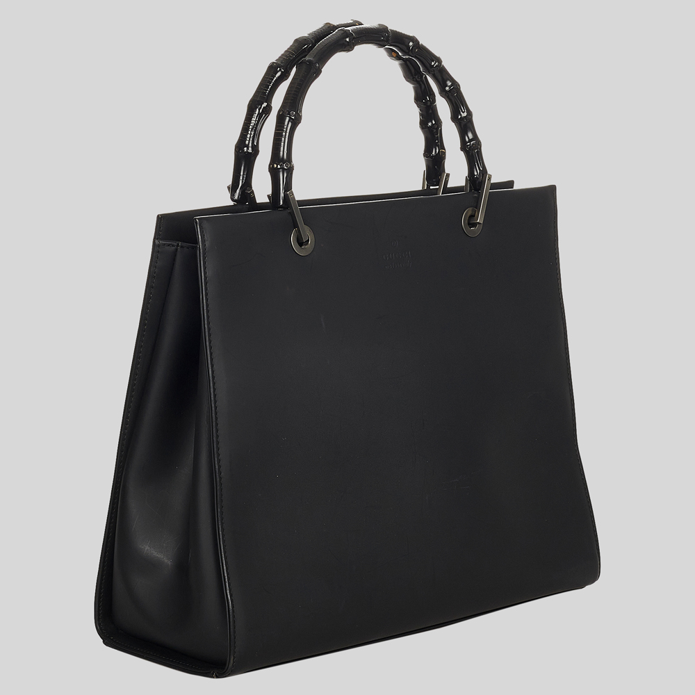 

Gucci Black Bamboo Leather Tote Bag