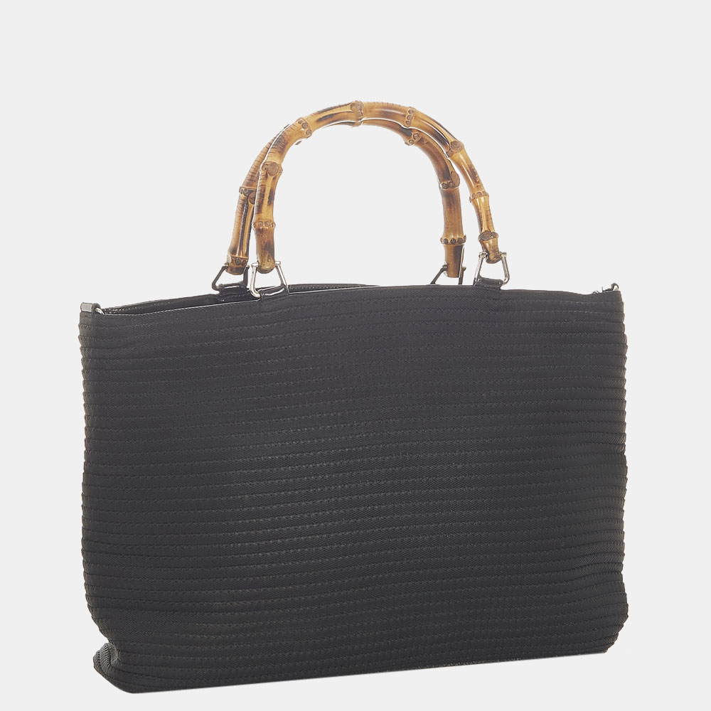 

Gucci Black Bamboo Nylon Satchel