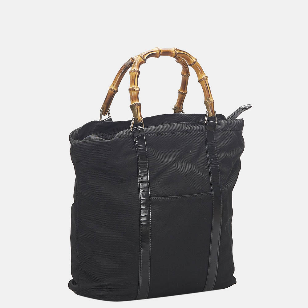 

Gucci Black Bamboo Canvas Tote Bag