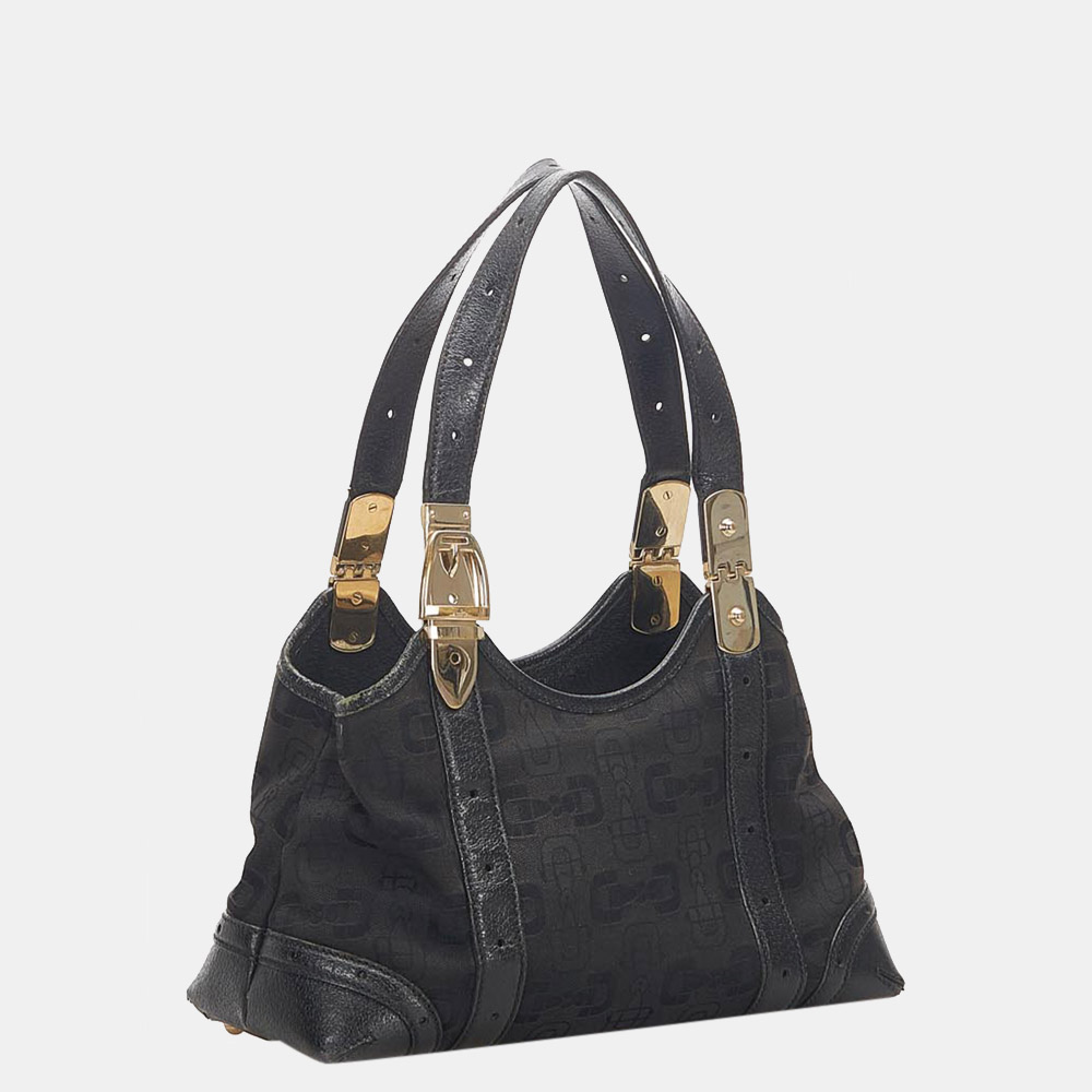 

Gucci Black Horsebit Canvas Shoulder Bag