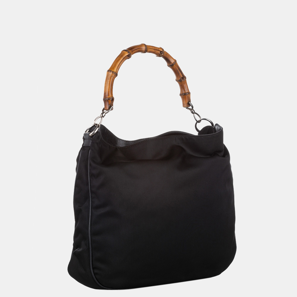 

Gucci Black Bamboo Nylon Satchel