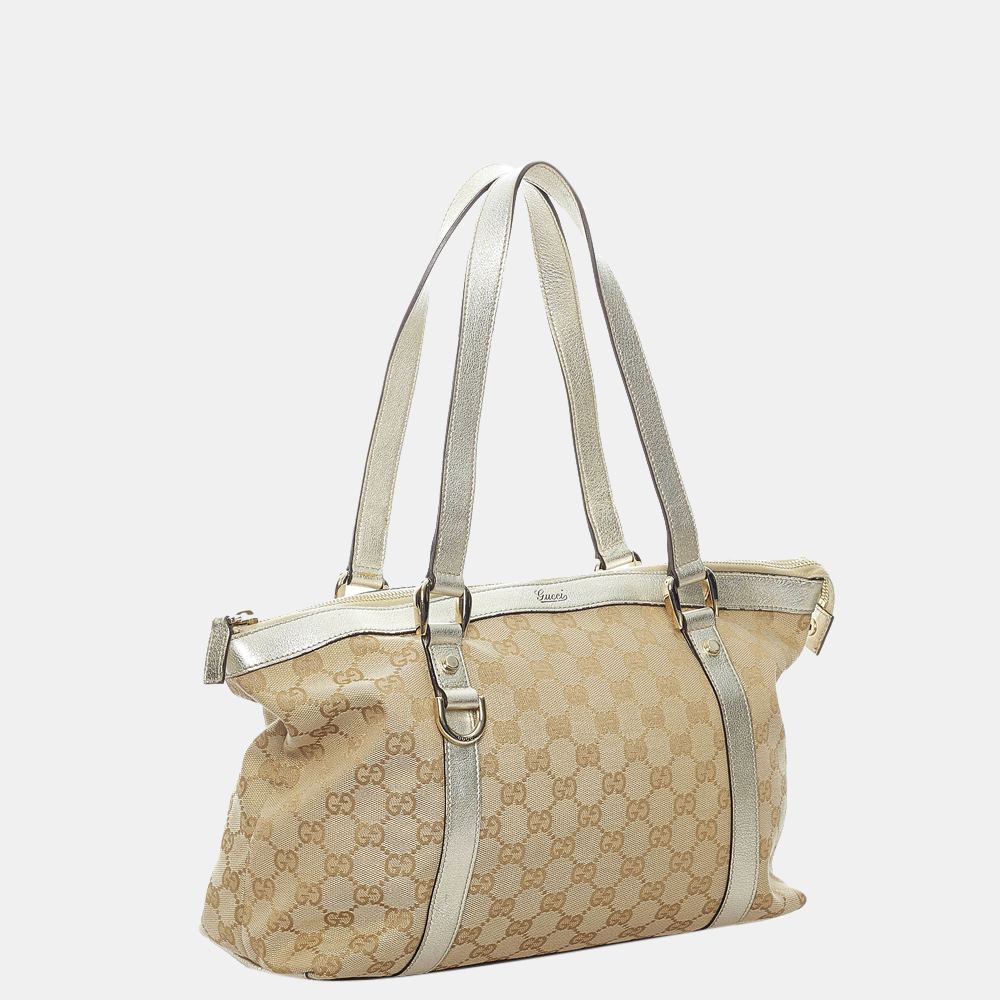 

Gucci Beige/Brown/Silver GG Canvas Abbey Shoulder Bag