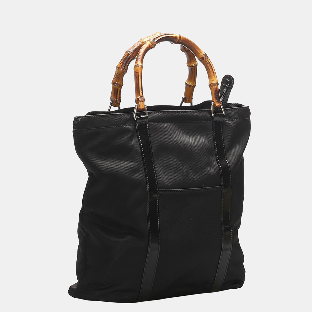 

Gucci Black Bamboo Nylon Handbag