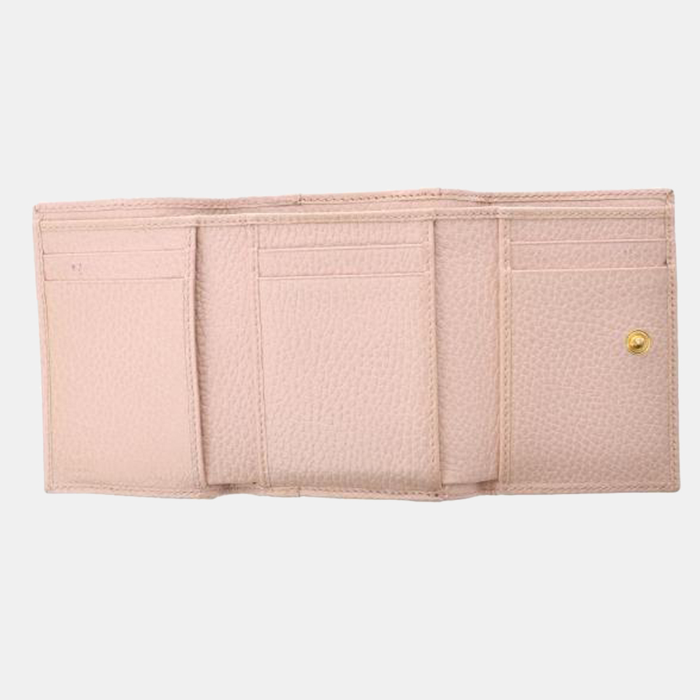 

Gucci Pink Calfskin Leather GG Marmont Compact Wallet