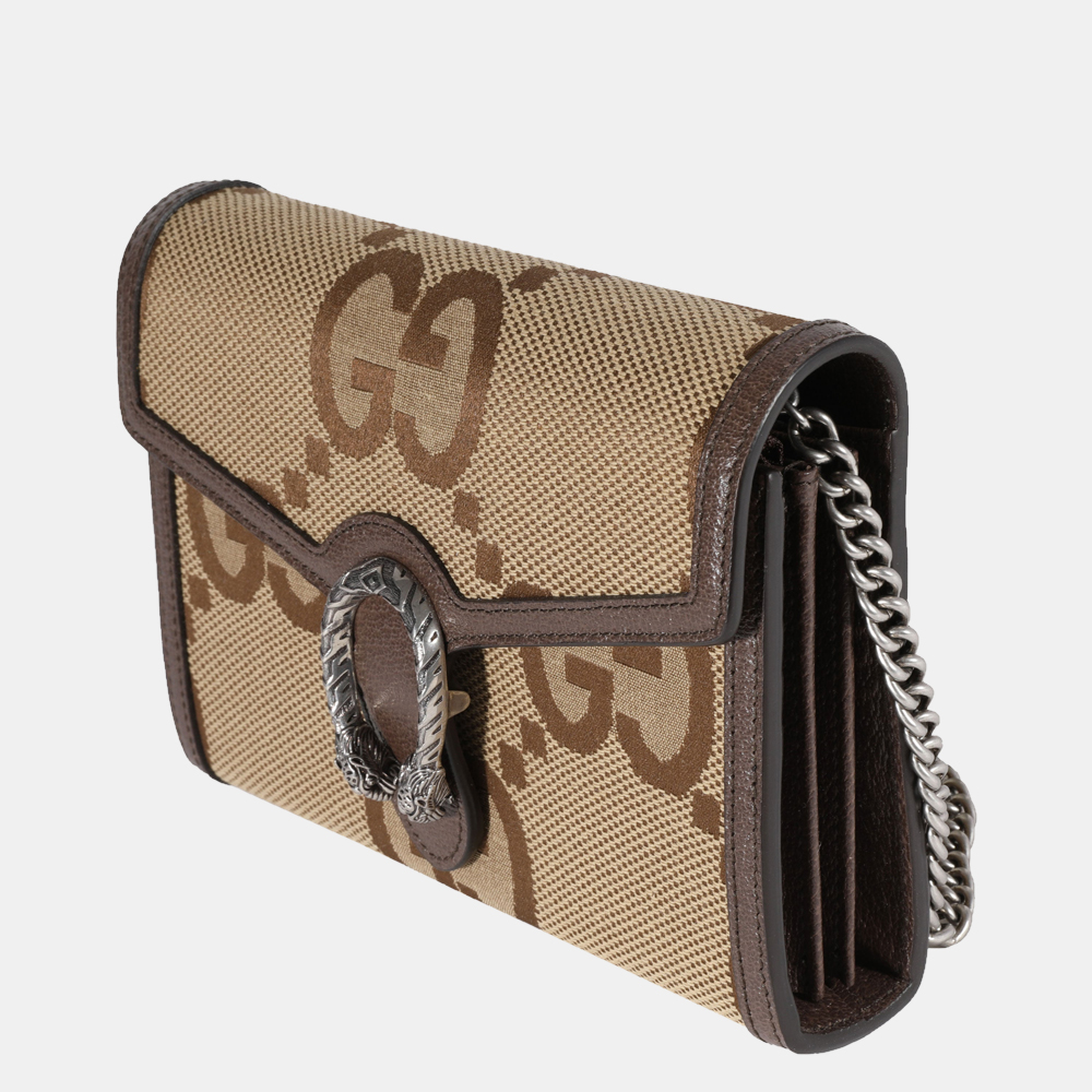 

Gucci Brown GG Jumbo Giant Canvas Dionysus Chain Wallet Bag