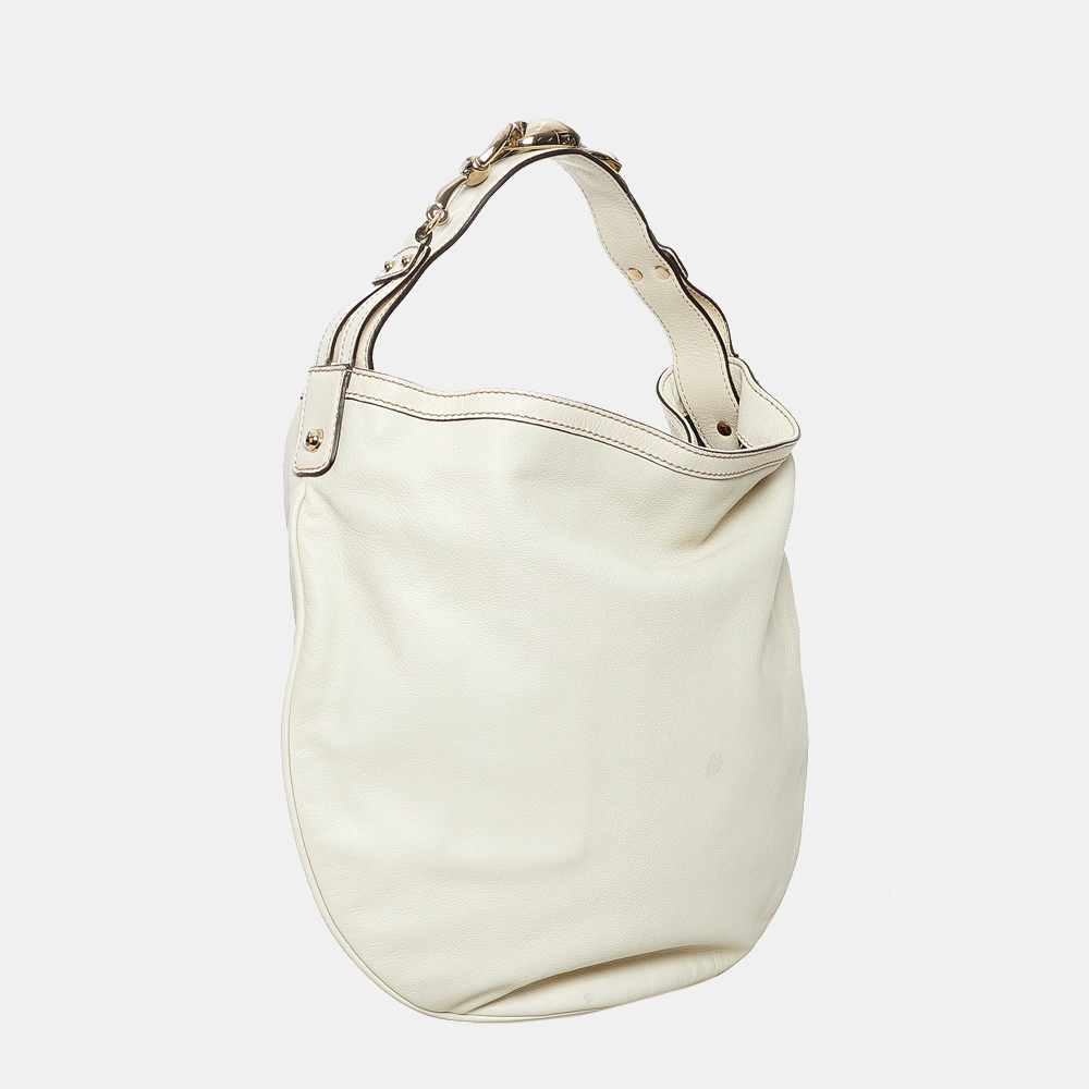 

Gucci White Wave Leather Hobo Bag