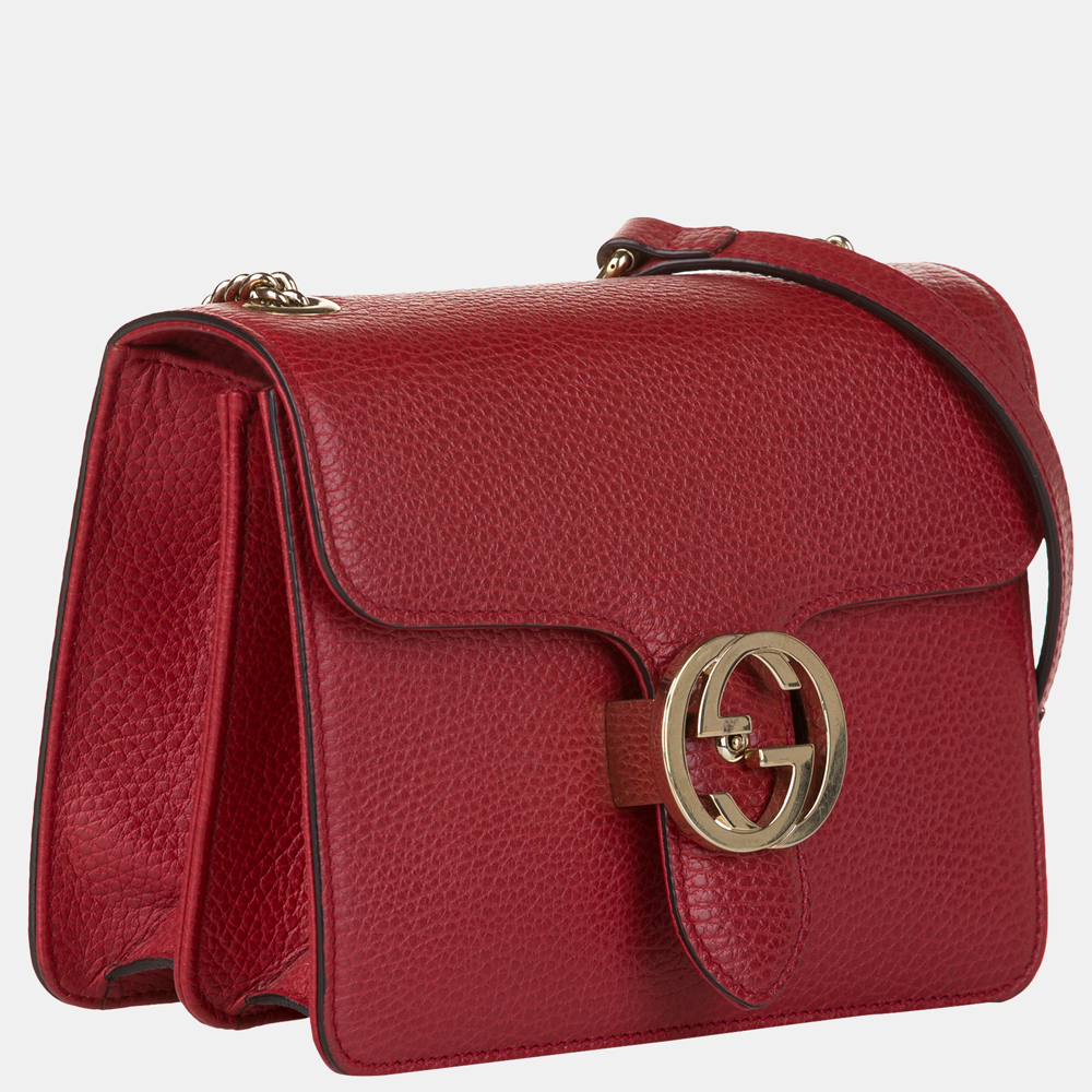 

Gucci Red Small Interlocking G Leather Crossbody Bag