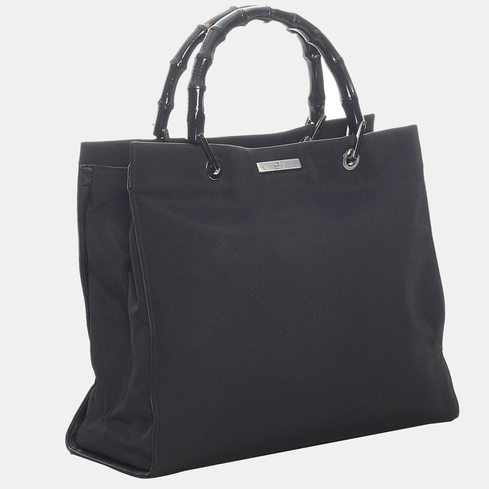 

Gucci Black Bamboo Canvas Handbag