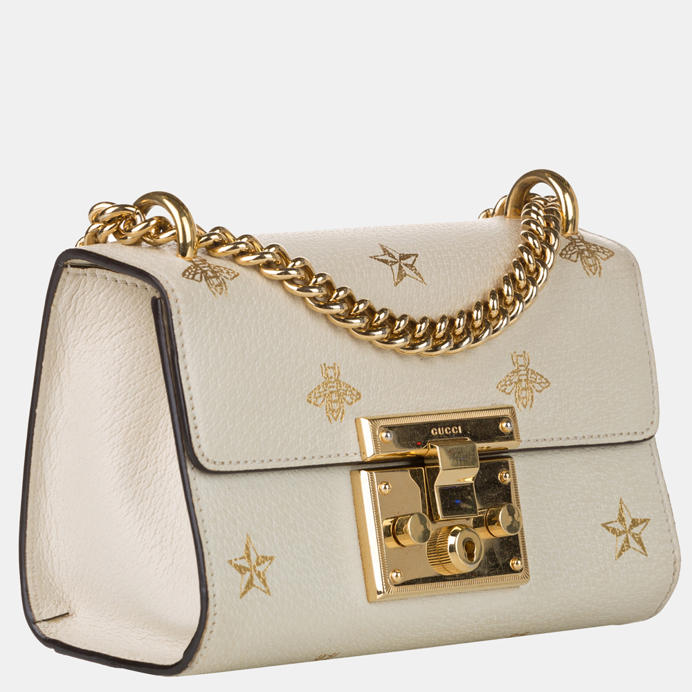 

Gucci White/Gold Small Padlock Bee Star Crossbody Bag