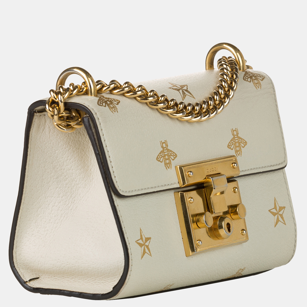 

Gucci Gold/White Small Padlock Bee Star Crossbody Bag