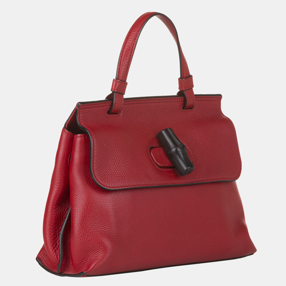 

Gucci Red Bamboo Daily Leather Satchel