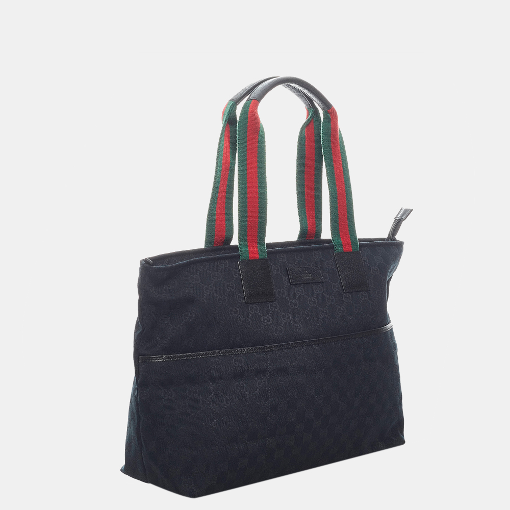 

Gucci Black GG Canvas Web Tote Bag