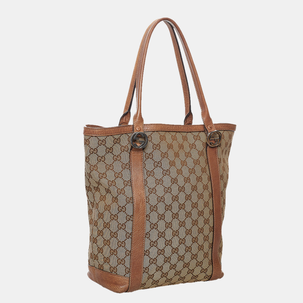 

Gucci Beige/Brown GG Canvas Twins Tote Bag