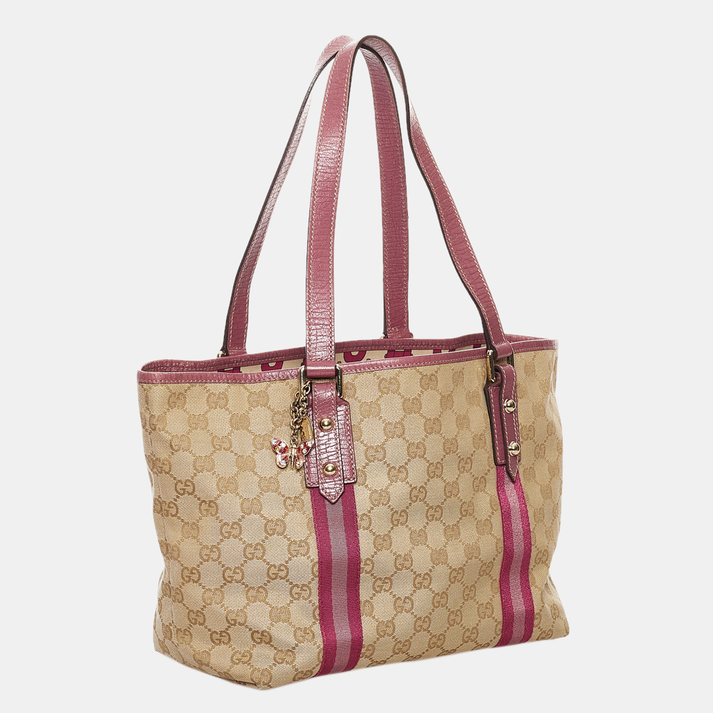 

Gucci Beige/Brown/Purple GG Canvas Jolicoeur Tote Bag