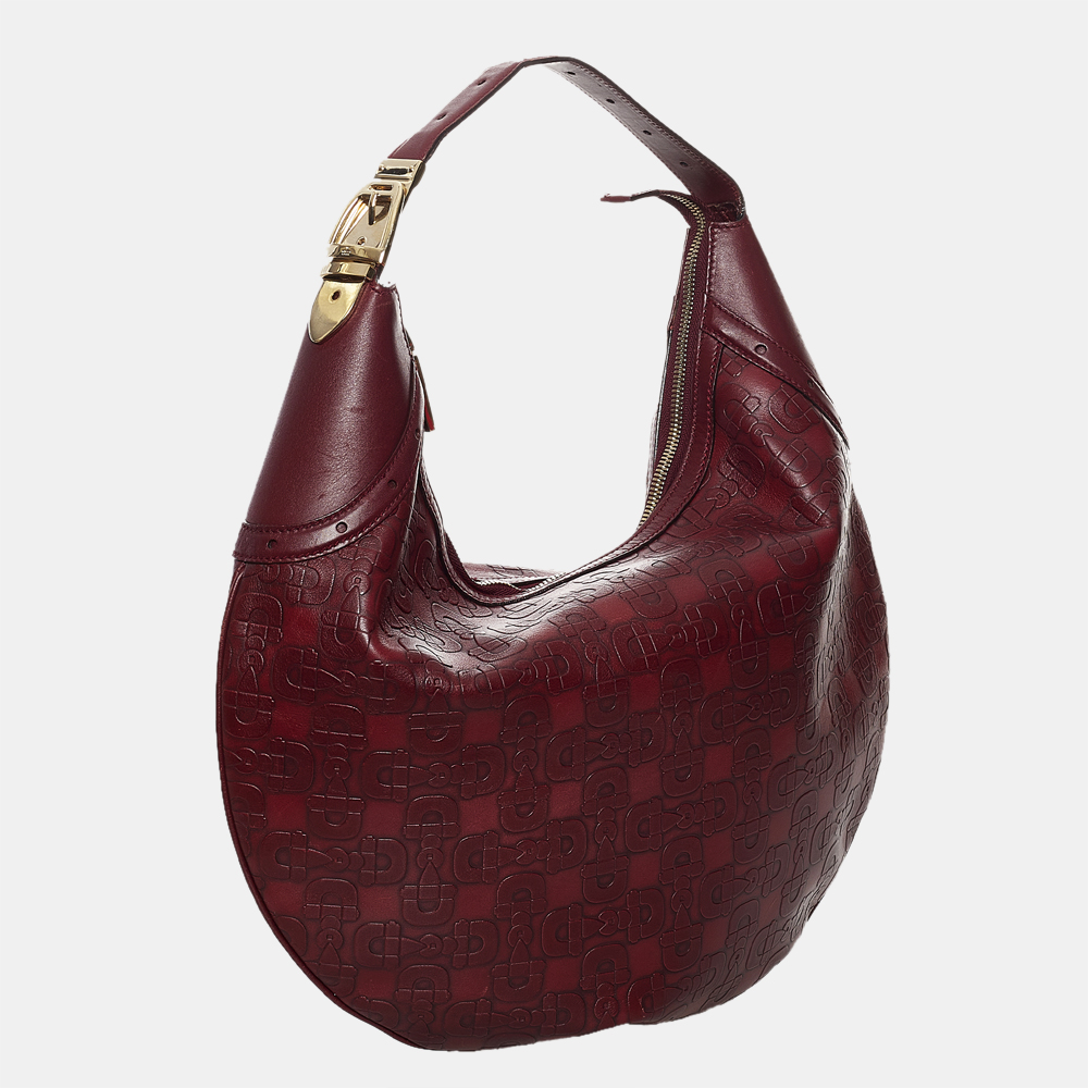 

Gucci Horsebit Embossed Leather Hobo Bag, Red