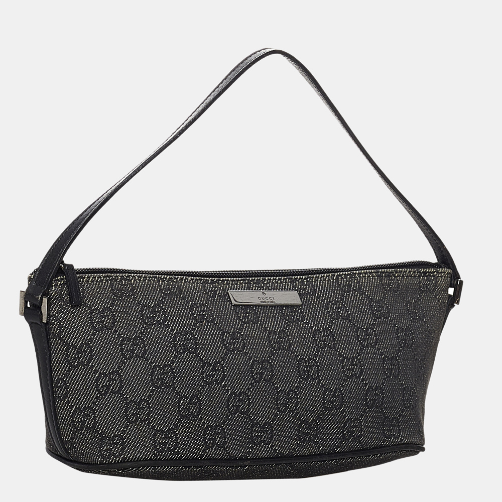 

Gucci Gray GG Denim Boat Baguette, Grey