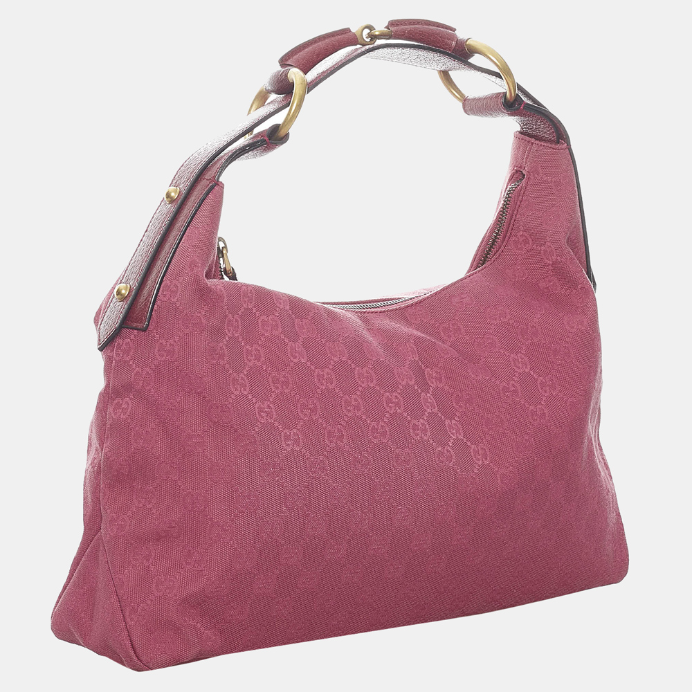 

Gucci Pink GG Horsebit Canvas Shoulder Bag