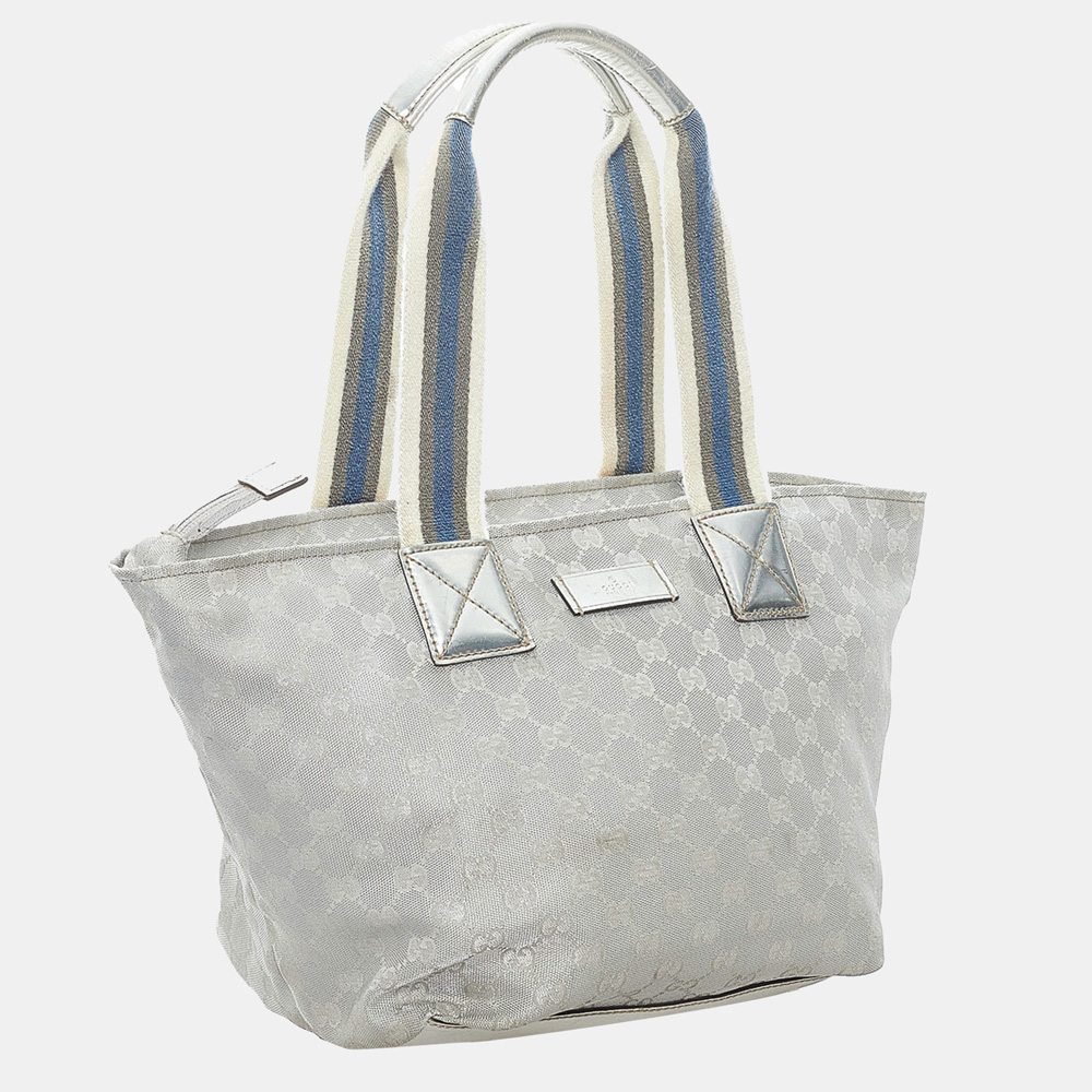 

Gucci Silver/Multi GG Canvas Web Handbag