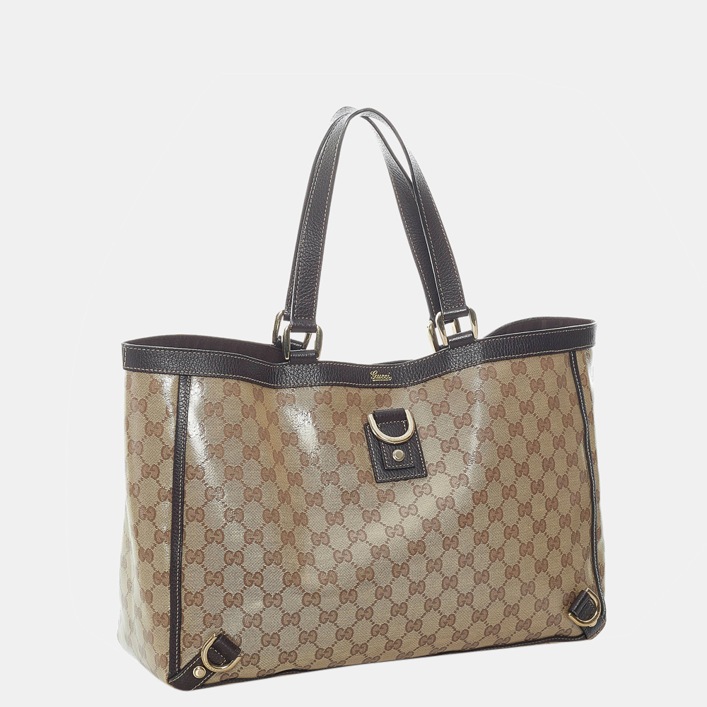 

Gucci Beige/Brown GG Crystal Abbey D-Ring Tote Bag