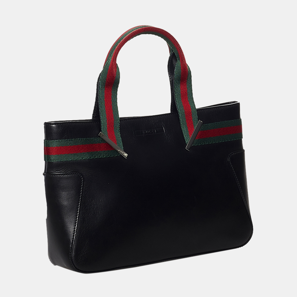 

Gucci Black/Multi Color Web Leather Handbag