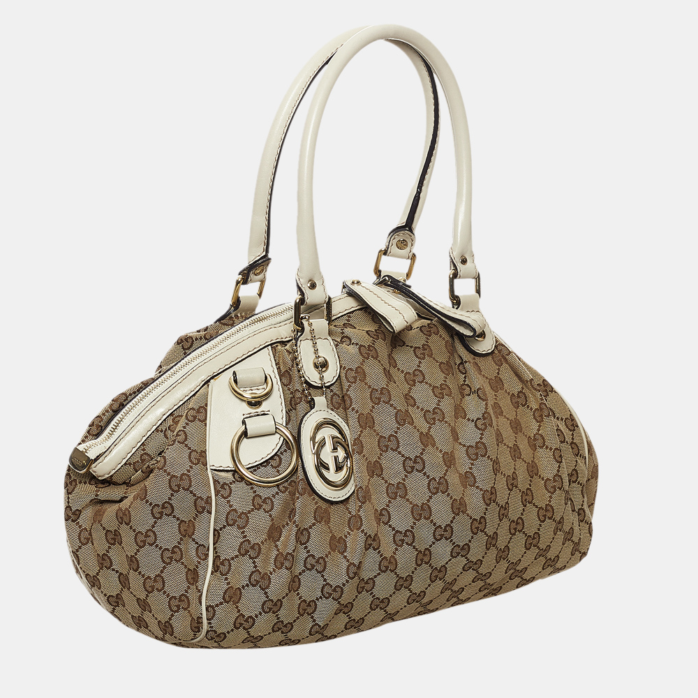 

Gucci Beige/Brown/White GG Canvas Sukey Satchel