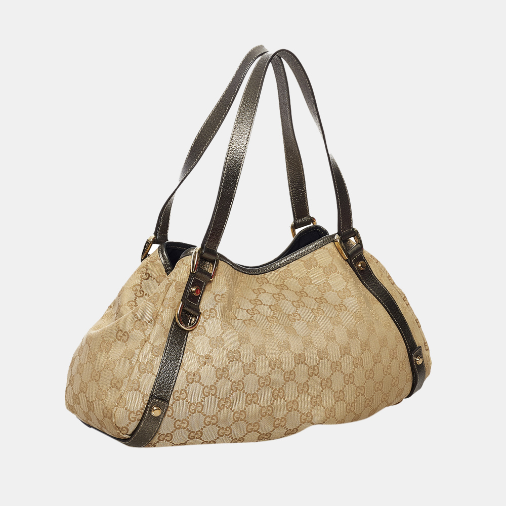 

Gucci Beige/Brown/Gold GG Canvas Pelham Shoulder Bag