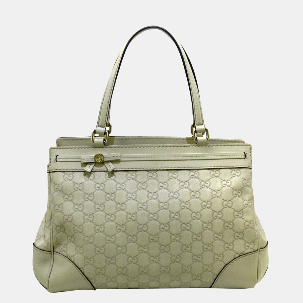 Pre-owned Gucci Ssima Mayfair Tote Bag In White | ModeSens