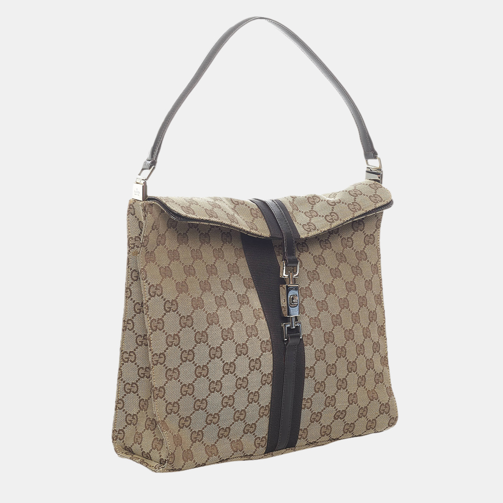 

Gucci Beige/Brown GG Canvas Jackie Tote Bag