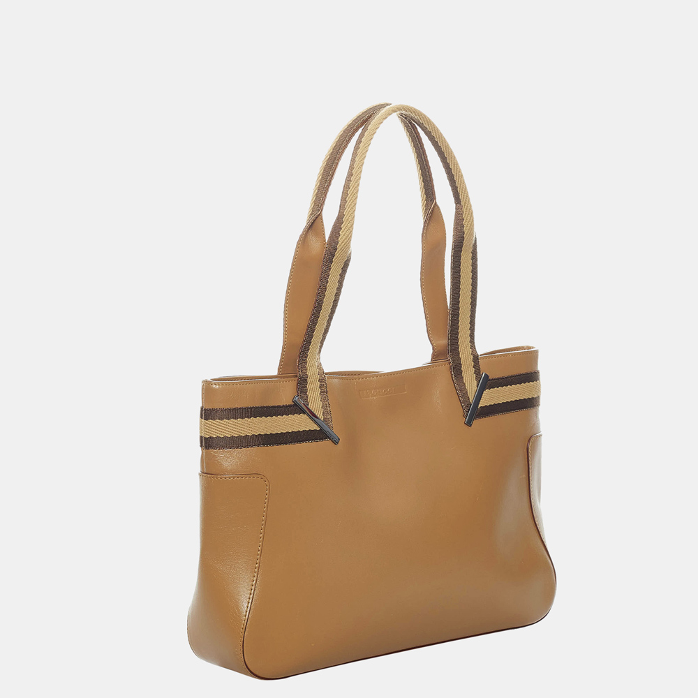 

Gucci Brown/Multi Color Web Leather Tote Bag