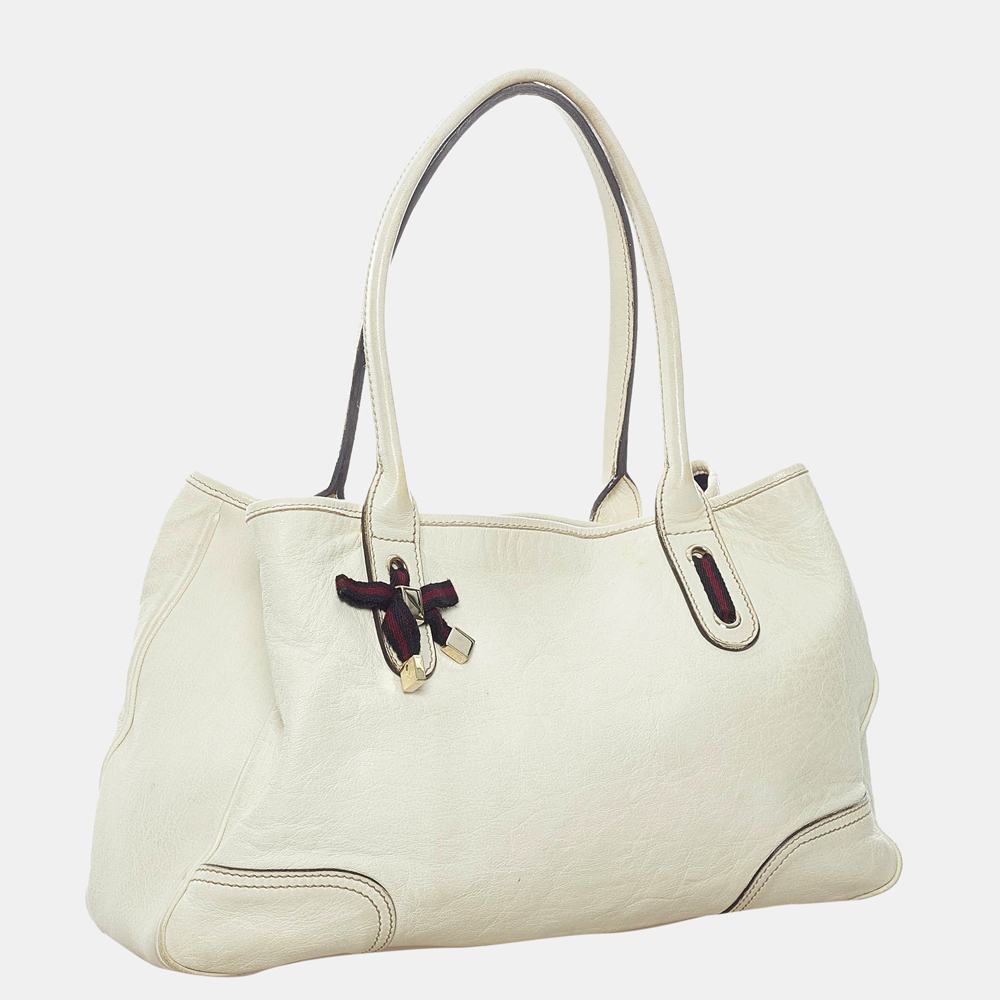 

Gucci White Princy Leather Tote Bag