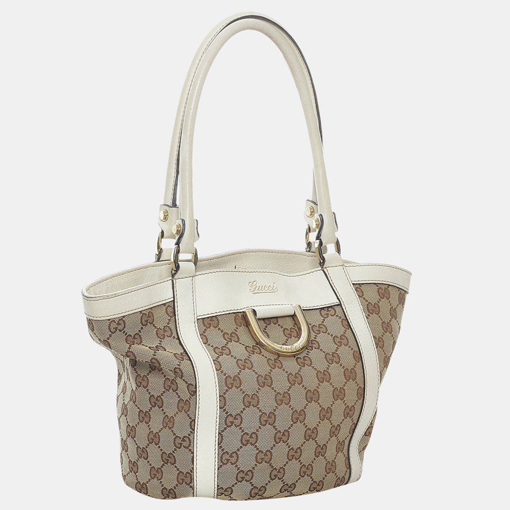 

Gucci Beige/Brown/White Abbey GG Canvas Totte Bag