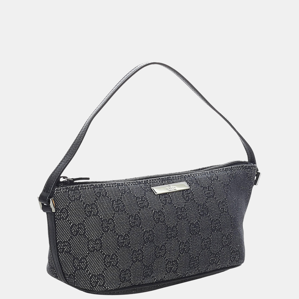 

Gucci Black GG Denim Boat Baguette