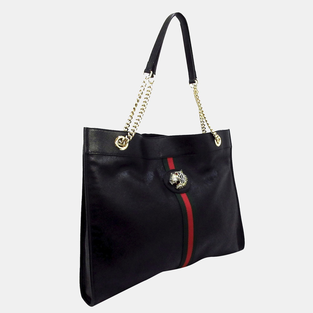 

Gucci Black/Multi Color Rajah Leather Tote Bag