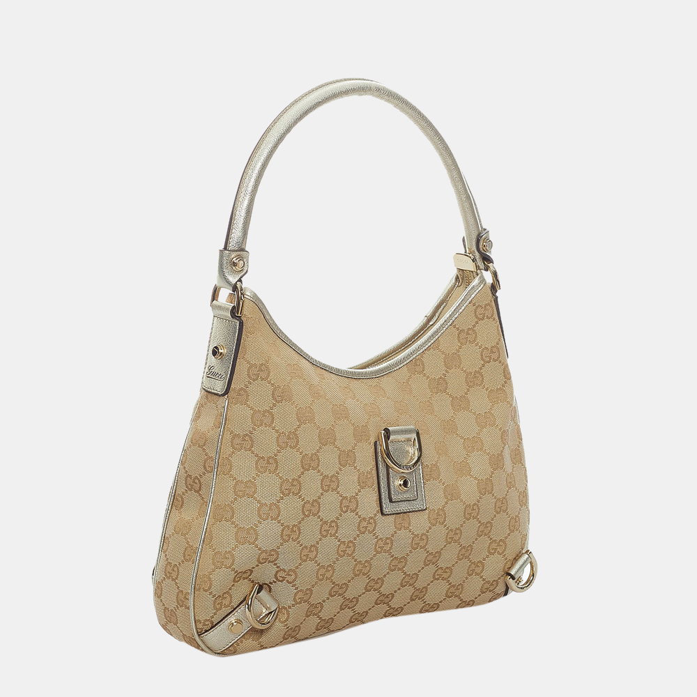 

Gucci Brown/Beige/Silver GG Canvas Abbey D-Ring Shoulder Bag