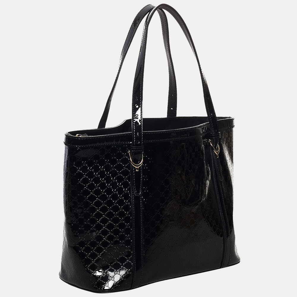 

Gucci Black Microguccissima Nice Patent Leather Tote Bag