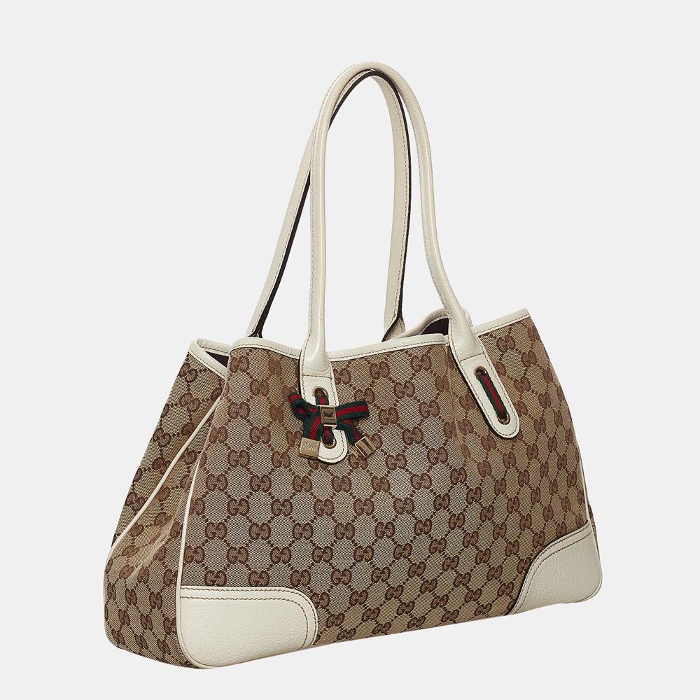 

Gucci Brown/Beige/White GG Canvas Princy Tote Bag