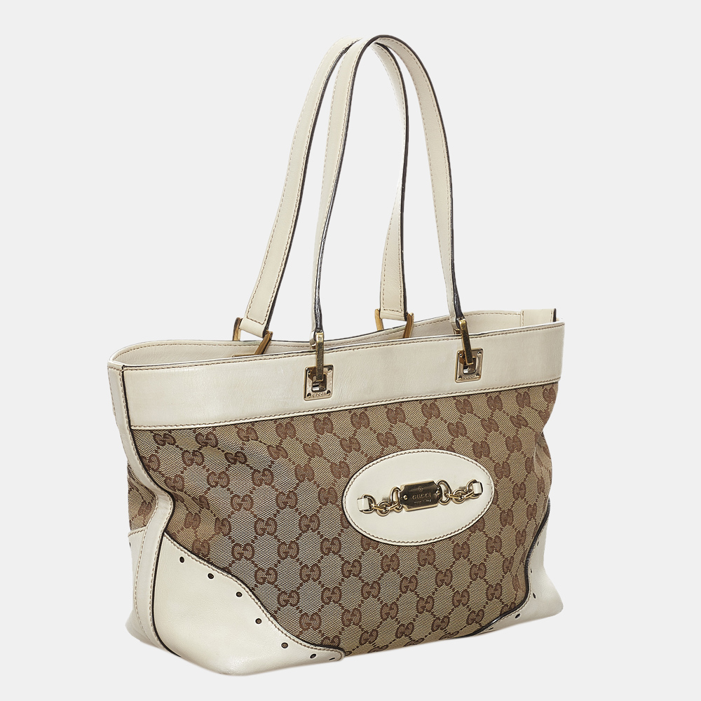 

Gucci Brown/Beige/White GG Canvas Punch Tote Bag