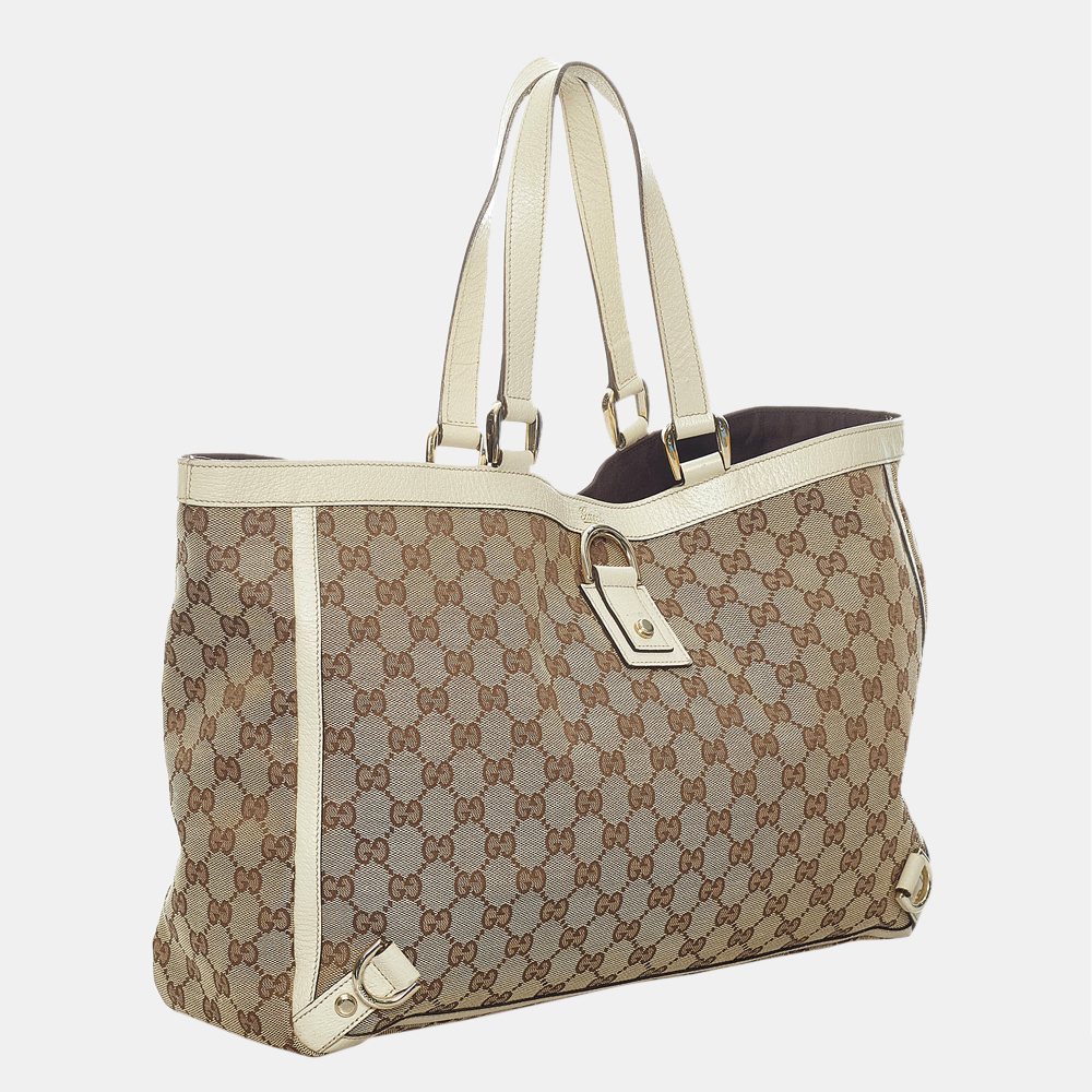 

Gucci Brown/Beige/White GG Canvas Abbey D- Ring Tote Bag